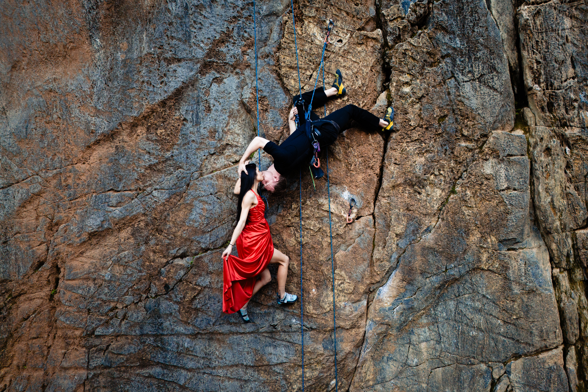 Rock climbing engagement session